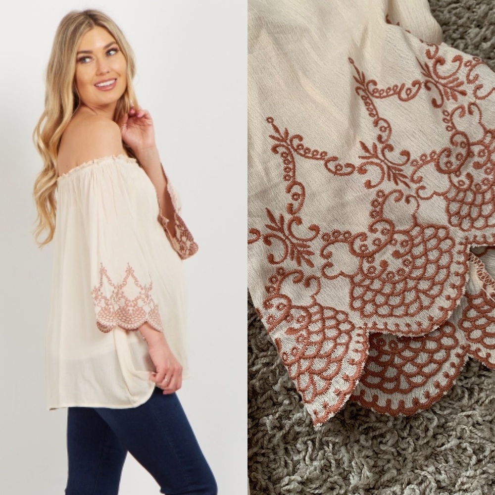 Pinkblush Off the Shoulder Crochet blouse